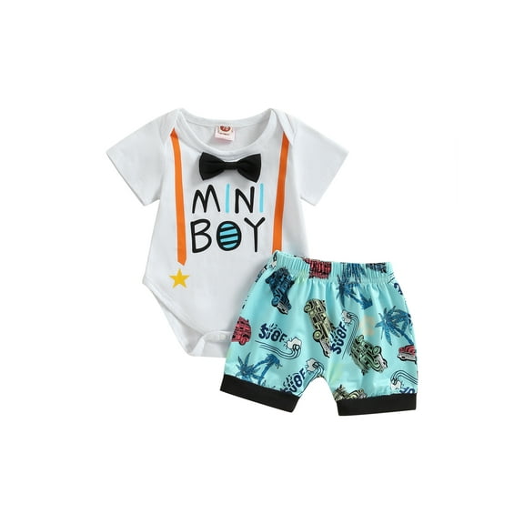 Bagilaanoe 2pcs Newborn Baby Boy Short Pants Set Short Sleeve Letter Print Rompers Tops Shorts 3M 6M 12M 18M Infant Casual Summer Outfits