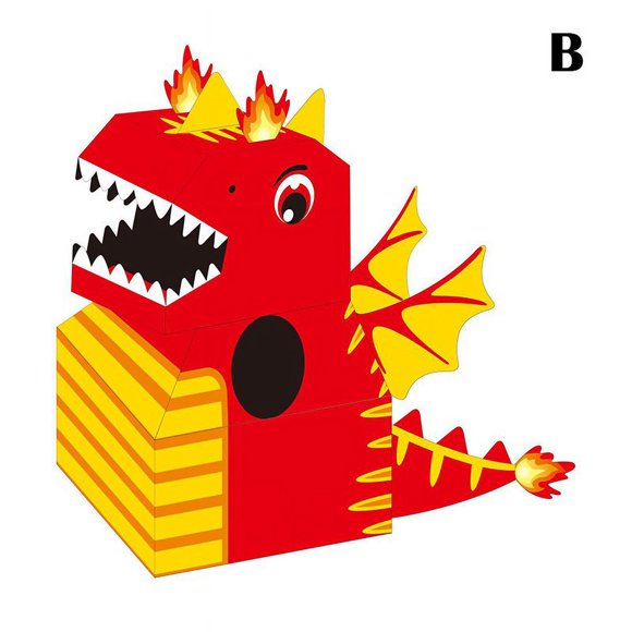 MesaSe PENGXAING Kids Carton Toy Wearable Animal Cardboard Carton Toy Dinosaur Paper Clothes Performance Drama Props DIY Handmade(Green Dinosaur B)