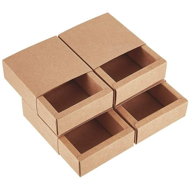  BENECREAT 20 Pack Kraft Paper Drawer Box Festival Gift Wrapping  Boxes Soap Jewelry Candy Weeding Party Favors Gift Packaging Boxes - Brown  (3.26x3.26x1.3) : Health & Household
