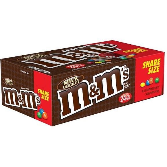 M&Ms Plain Chocolate Candy - King Size, 24-Count