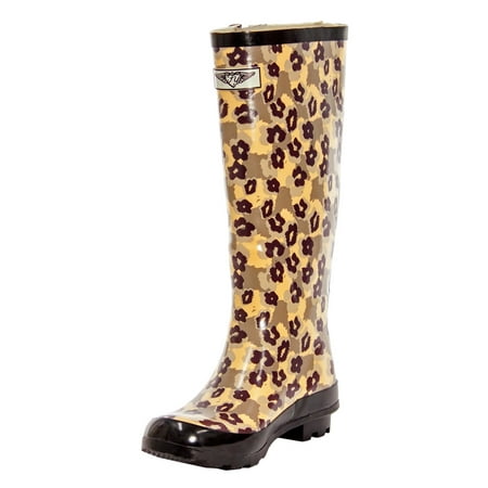 Forever Young - Women Rubber Rain Boots with Cotton Lining, Animal Camo ...