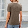 thumbnail image 5 of Dgankt Womens Summer Tops Women's New Short Sleeve Round Neck Solid Color Button Casual Fashion Blouse, 5 of 8