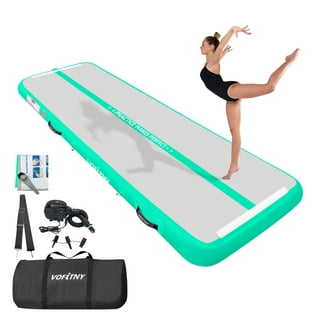 CHAMPIONPLUS Air Track 10ft 13ft 16ft 20ft Inflatable Air Tumble Track  Gymnastics Tumbling Mat 4in Thick Mats for Home  Use/Training/Cheerleading/Water/Yoga Electric Air Pump, Mint Green 10ft 4in  