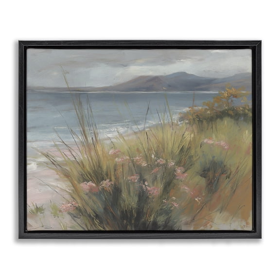 Stupell Industries Coastal The Green Valley Beach Black Floating Frame Canvas Art, 21 x 17, by Svetlana Aleynikova