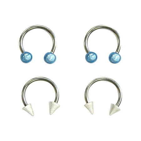Steel Blue Bead Hoop Earring Set