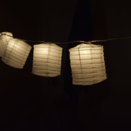 White Hako Box Shaped Paper Lantern String Lights 8ft White Hako Box Shaped Paper Lantern String Lights 8ft Expandable