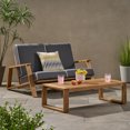 thumbnail image 4 of Youssef Outdoor Acacia Wood Loveseat Set with Coffee Table, Teak and Dark Gray, 4 of 11