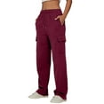 thumbnail image 6 of Ladies' Solid Drawstring Elastic Waist Pocket Pants Slacks, 6 of 7