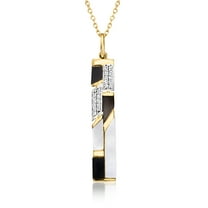 Ross-Simons Mother-Of Pearl and Onyx Pendant Necklace With .10 ct. t.w. White Topaz in 18kt Yellow Gold Over Sterling, Women's, Adult