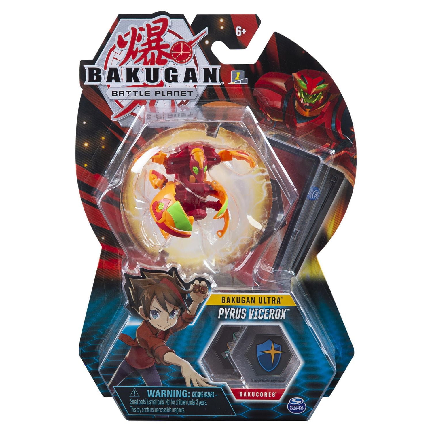 Bakugan Ultra, Pyrus Vicerox, 3-inch Collectible Action Figure and Trading Card, for Ages 6 and Up