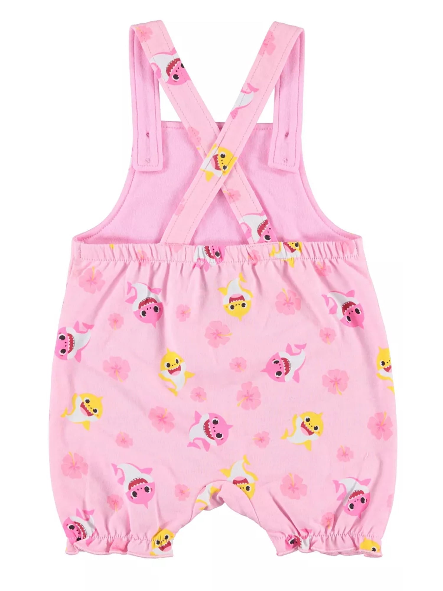 Baby Shark Baby Girls' Shortall Set, Sizes 12-24 Months