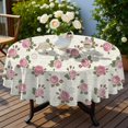 thumbnail image 4 of Pioneer Flower Floral Print Pattern Round Tablecloth 60 X 60 Inch, Wrinkle Resistant Wipeable Table Cloth for Kitchen Dining Picnic Patio Party, 4 of 6