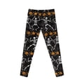 thumbnail image 7 of COEQINE Girls Yoga Leggings Halloween Yoga Pants Full Length Athletic Trousers High Waist Tummy Control, Funny Skeleton Pumpkin Bat, for 10-11 Years Kids, 7 of 7