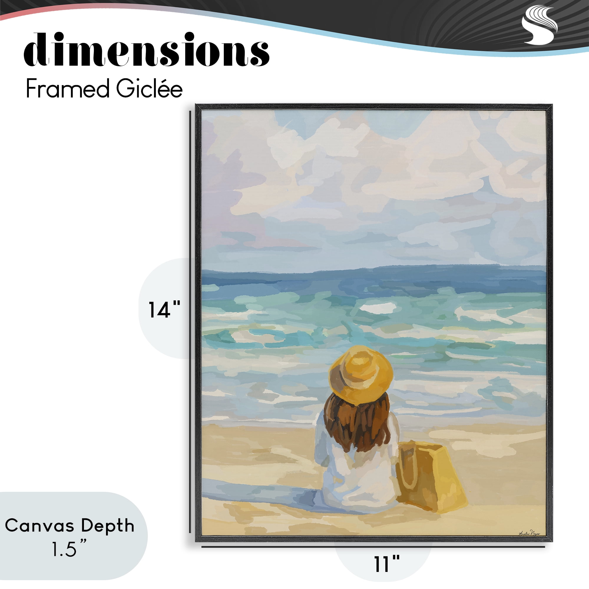 Stupell Industries Peaceful At The Beach Black Framed Giclee Art, design by Amelia Noyes