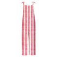 thumbnail image 4 of Lenpel Women's Jumpsuits Plus Size Sleeveless Spaghetti Strap Striped Plaid Straight Leg Rompers Causal Loose Overalls with Pockets, 4 of 5