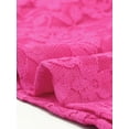 thumbnail image 5 of INSPIRE CHIC Women's  Round Neck Long Sleeves Sheer Flower Embroidery Lace Blouse XL Hot Pink, 5 of 6