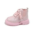 thumbnail image 4 of QQAMB Unisex Kids Boots for Boys Girls Lace Up Winter Warm Shoes Solid Slip On Ankle Booties Little Kids Big Kids, 4 of 6