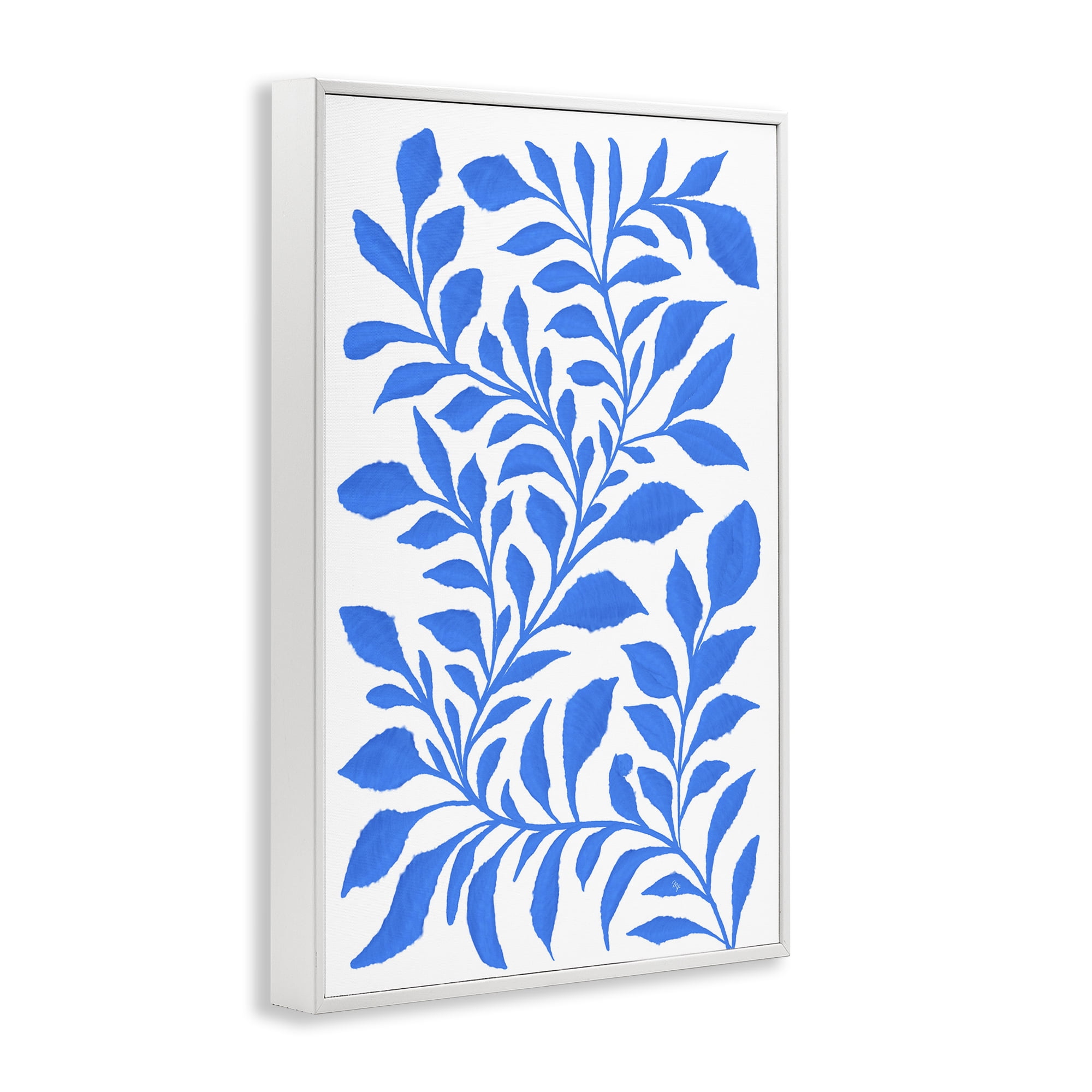 Stupell Industries Blue Snake Plant Botanical & Floral Painting White Framed Art Print Wall Art, 16 x 24