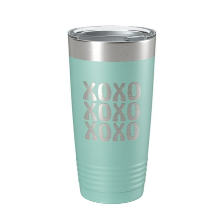 

XOXO Tumbler Hugs And Kisses Travel Mug Insulated Laser Engraved Coffee Cup 20 oz Teal