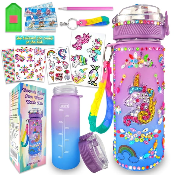 Kit de decoración de botellas de agua EdSportsHouse Unicorn Girls 4-10