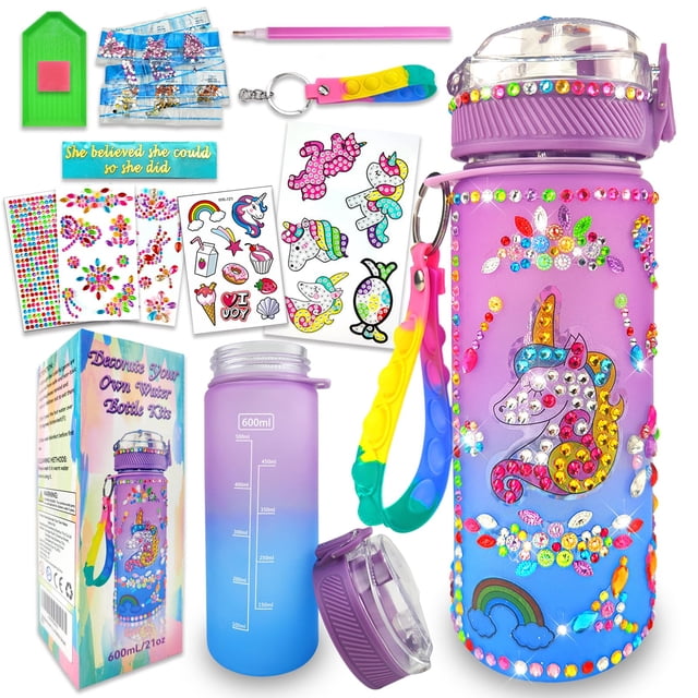 Kit de decoración de botellas de agua EdSportsHouse Unicorn Girls 4-10