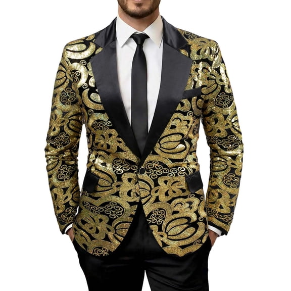 qelini Plaid Blazer Jacket for Men Big and Tall V Neck Long Sleeve Suit Jacket Solid Color Suit Coat for Banquet Wedding Party Outerwear