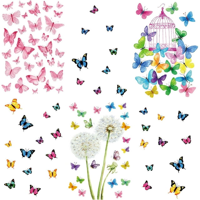 4 pegatinas de pared con diseño de diente de león y mariposas, decoración floral, despegables y adhesivas, impermeables para el hogar.