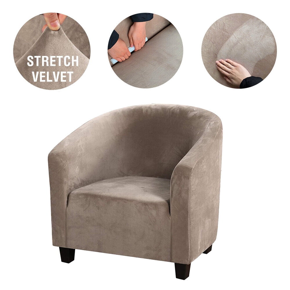 TOPCHANCES Tub Chair Covers for Armchairs, Tub Sofa Slipcover, Polyester Club Chair Slipcover, Stretch Armchair Slipcover for Dining Living Room Office Reception, Light Brown, 1 Pack