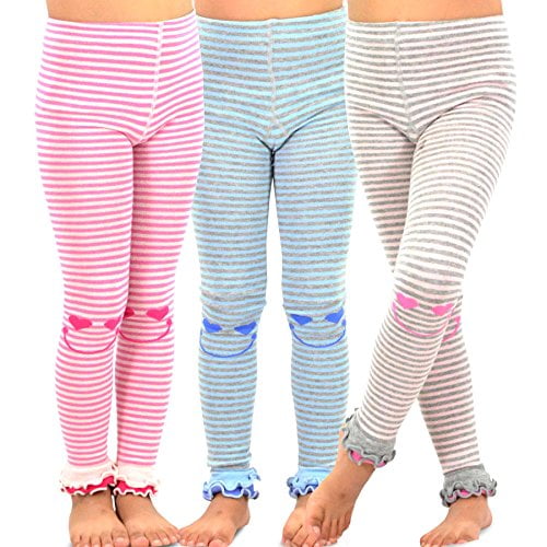 TeeHee Kids Girls Fashion Cotton Leggings 3 Pair Pack Naartjie Footless Tights