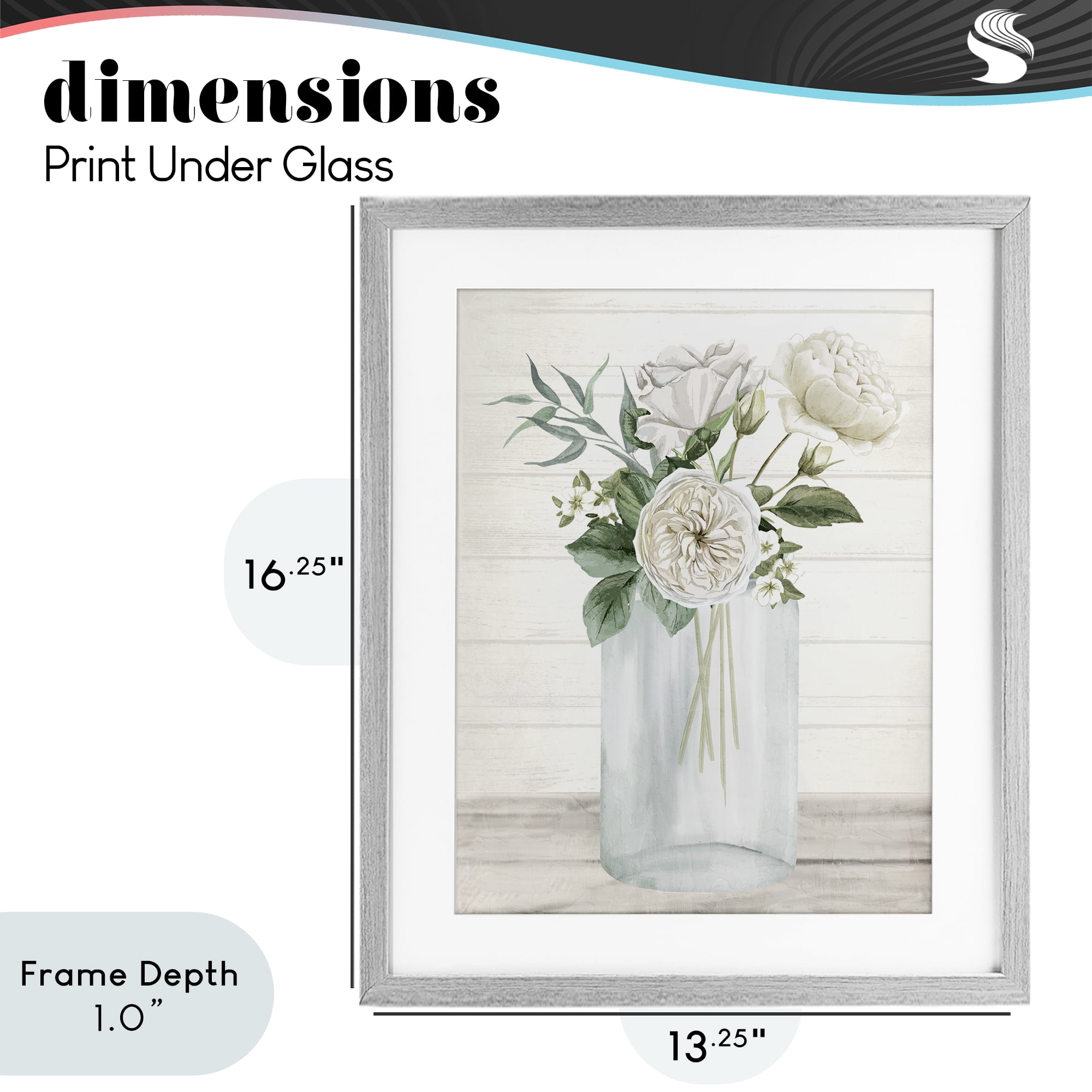 Stupell Industries Patience Flower Vase Gray Framed Print Under Glass, design by Kim Allen