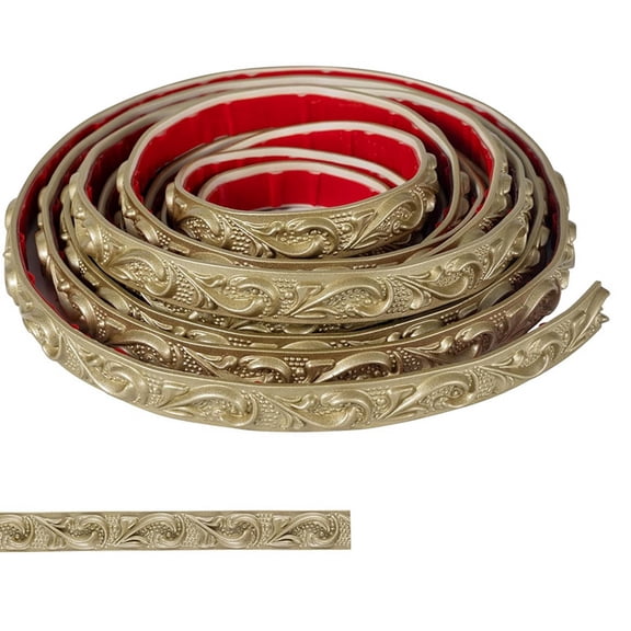 0.8Inch X 16.4FT Champagne Gold Crown Molding Trim - Peel and Stick 3D Floral Wall Trim for Mirror Frames, Furniture