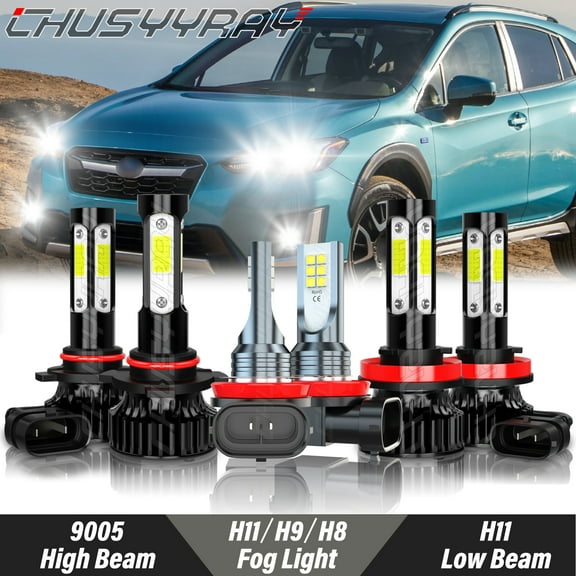 For Subaru Crosstrek 2016-2020 LED Headlight High Low Beam Fog Light Bulbs Kit 6000K Pure White Qty 6