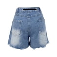 thumbnail image 6 of Women's High Waisted Denim Shorts, Baggy Distressed Hem Jean Shorts, Elastic Drawstring Waist Casual Straight Leg Shorts, Loose Fit Ripped Casual Summer Shorts Sky Blue L, 6 of 7