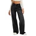 thumbnail image 5 of WERYOUNG Women's Casual Pants Solid Color High Waist Everyday Wear Relaxed Fit Wide Leg Denim Trousers Party Night Comfortable Stylish Jeans, 5 of 8