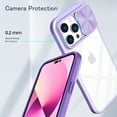 thumbnail image 4 of JTCASES for iPhone 13 Pro Case with Slide Camera Cover Anti-yellow Crystal-clear Transparent Backplane Rugged PC Anti-slip Shockproof Hard Back Protective Shell, Purple, 4 of 6