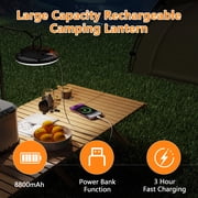 8800mAh LED Camping Lantern Rechargeable, 6000LM Portable Tent Light with Magnetic Base & Hook, Power Bank Function, IPX5 Waterproof, Emergency Flood Light for Hurricane, Power Outages Car Repair