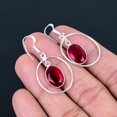 thumbnail image 5 of Mozambique Garnet 925 Sterling Silver Oval Gemstone Jewelry Earring 1.7" VJ 408, 5 of 5