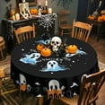 thumbnail image 1 of Round Gothic Skull Tablecloth 70 Inches, Horror Skeleton Table Cover Decorative Dining, Scary Round Halloween Tablecover Picnic Party Decoration, 1 of 7