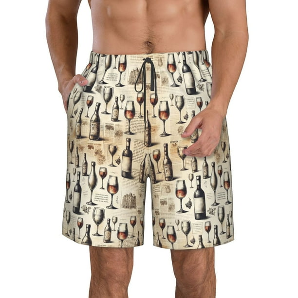 Fotbe Wine 1 Trajes de Baño Estampados para Hombre, Shorts de Verano de Secado Rápido, Ropa de Playa, Bañadores-Large
