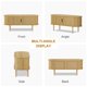 thumbnail image 5 of Mueble de TV moderno para sala de estar – Consola de madera para televisores hasta 80” – Puertas deslizantes, estantes ajustables y almacenaje – Acabado roble salvaje, tiradores dorados, 5 of 8