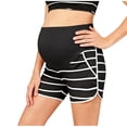 thumbnail image 2 of Zulora Pregnancy Maternity Shorts High Waist Over Belly Ribbed Striped Casual Pocket Summer Shorts For Pregnant Women​, 2 of 6