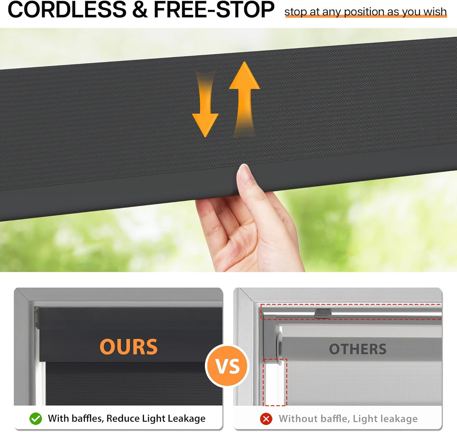 LazBlinds Cordless Zebra Blinds for Windows - Dual Layer Light Filtering & Blackout Roller Shades, Free-Stop Lift System, No Drill Easy Install, Day & Night Privacy with Valance, 31"W X 72"H, Black