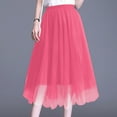 thumbnail image 3 of Womens Midi Tulle Skirts Mesh Party Long Elastic High Waist A-Line Pleated Flowy Tutu Skirts Hot Pink S, 3 of 4