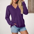 thumbnail image 2 of Towmus Casual Womens Sweatshirts V Neck Long Sleeve Blouses Basic Solid Pullover Tops Sweatshirt for Women, 2 of 6