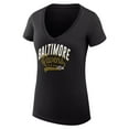 thumbnail image 2 of Women's G-III 4Her by Carl Banks Black Baltimore Ravens Filigree Logo Lightweight V-Neck Fitted T-Shirt, 2 of 3