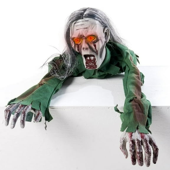 XZKING Halloween Decorations, Halloween Scary Long Hair Glow Crawling Ghost, Halloween Outdoor Yard Zombie with Horror Sound and Glowing Eyes, Haunted House Party Props