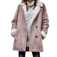thumbnail image 2 of BLTIBY Winter Coats for Women Long Fashion Horn Button Fleece Thicken Jackets Sherpa Lined Warm Lapel Coat with Pocekts Pink 5XL, 2 of 5