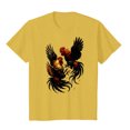 thumbnail image 5 of felwors Womens Fighting Rooster Graphic T-Shirt, Two Roosters Fighting Vintage Print Short Sleeve Tee, Soft Cotton Casual Top (Yellow, XL), 5 of 7