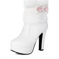 thumbnail image 6 of Mostsola Platform Boots for Women Zip up Round Toe Fluffy Bowknot Short Booties Stiletto Heels, 6 of 8