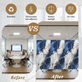 thumbnail image 5 of Marble Navy Blue Window Privacy Film, Abstract Gold White Brick Stone Motif Static Cling UV Sun Blocking Heat Control Window Tint, Non-Adhesive One Way Windows Privacy Cover 17.7''x78.7'', 5 of 7
